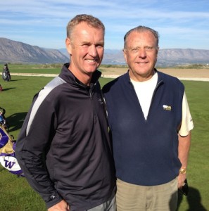 Course designer David McLay Kidd, left, and Orrin Vincent of OB Sports are optimistic that golfers will travel to Brewster, Wash., and enjoy playing Gamble Sands when it opens Aug. 1.