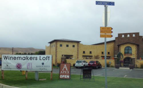 Gray skies in the Yakima Valley make for dreary conditions at the Winemakers Loft in Prosser, Wash., on Oct. 1, 2013.