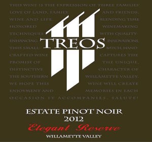 Treos-Elegant Reserve Estate Pinot Noir-Willamette Valley-2012-Label