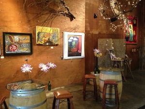 Artwork created by Eric Dunham is displayed at Dunham Cellars during the spring of 2013 in Walla Walla, Wash. Dunham died Oct. 23, 2014.