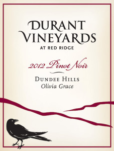 Durant Vineyards 2012 Olivia Grace Pinot Noir label