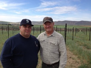 Charlie Hoppes and Dick Boushey at Fidelitas vineyard on Red Mountain.