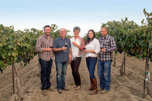 Gordon Estate Winery and Vineyard is operated, left to right, by winemaker Tyler Tennyson, Jeff Gordon, Vicki Gordon, Katie Gordon Nelson and vineyard/orchard manager Marc Nelson.