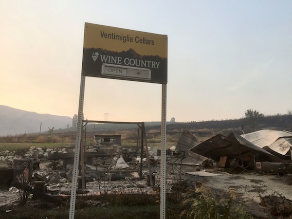 Ventimiglia Cellars was destroyed by a wildfire in Lake Chelan, Wash.
