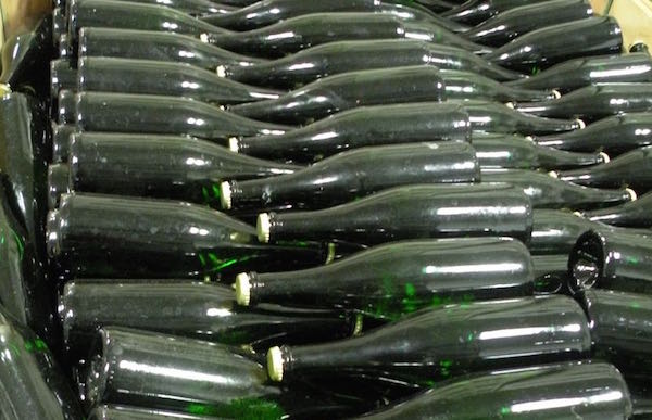 Washington sparkling wine ages prior to being finished and labeled at Treveri Cellars.