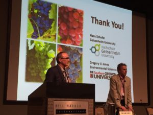 Greg Jones of Southern Oregon University and Hans Schultz of Geisenheim University in Germany present climate research at the 2016 Riesling Rendezvous in Seattle.