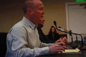 Seattle attorney Paul Beveridge, owner/winemaker of Wilridge Winery in Yakima, testifies in support of House Bill 1039, which would allow sales of growlers of wine in Washington state.