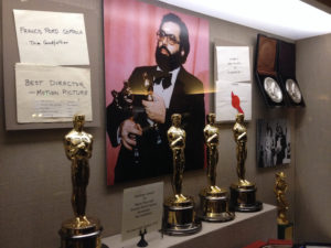 One of the previous displays at Francis Ford Coppola Winery in Geyserville, Calif., included memories and mementos of his historic night at the 1973 Oscars.