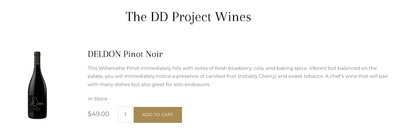 Deldon 2021 Willamette Valley Pinot Noir store page